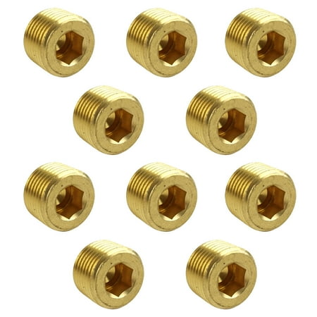 3/8 Solid Brass Male NPT Thread Allen Head Pipe Plug Hex Socket 50135 10-Pack