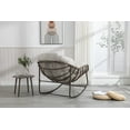 thumbnail image 4 of Outdoor Rocking Chair with Padded Cushion, Oversized Rattan Wicker egg Chair Outdoor with  All-Weather Steel Frame, 250lbs Capacity, Modern Lounge Rocker for Front Porch Living Room Bedroom, Beige, 4 of 9