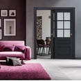 thumbnail image 3 of Sliding Closet Bypass Doors with Frosted Glass | Veregio 7339 Antracite| Sturdy Rails Moldings Trims Hardware Set | Wood Solid Bedroom Wardrobe Doors -36" x 84" (2* 18x84), 3 of 6