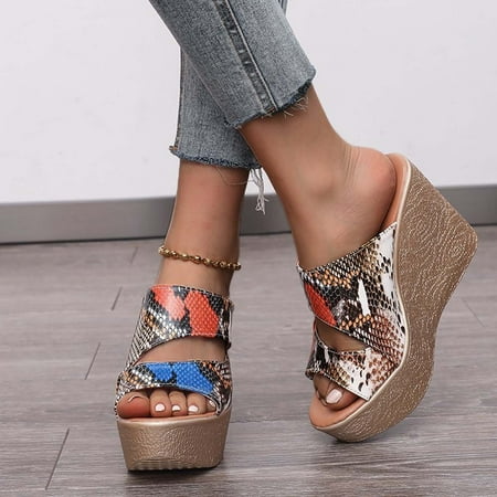

Patlollav Womens Sandals Clearance Fashion Women Ankle Strap Summer Slide Sandals Heeled Sandals Shoes