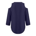 thumbnail image 4 of Pxiakgy Cold Shoulder 3/4 Roll Sleeve Tops for Women Loose Shirt Chiffon Zipper Long Sleeves Plus Size Tops Cold Shoulder Top Zip Front Shirts V Neck Blouses Tunic Top Navy Xxl, 4 of 6