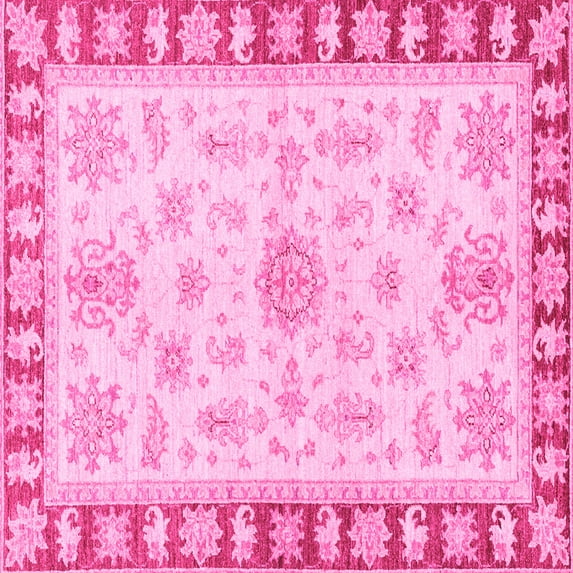 Ahgly Company Indoor Square Oriental Pink Traditional Area Rugs, 5' Square