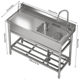 thumbnail image 2 of Stainless Steel Utility Sink, Free Standing Single Bowl Sink with Cold and Hot Water Pipe and Faucet for Laundry Room Kitchen Restaurant Garage, 2 of 7
