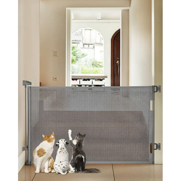 Toyoso Retractable Baby Gates for Stairs, Mesh Pet Gate 33" Tall, Extends to 55" Wide, Extra