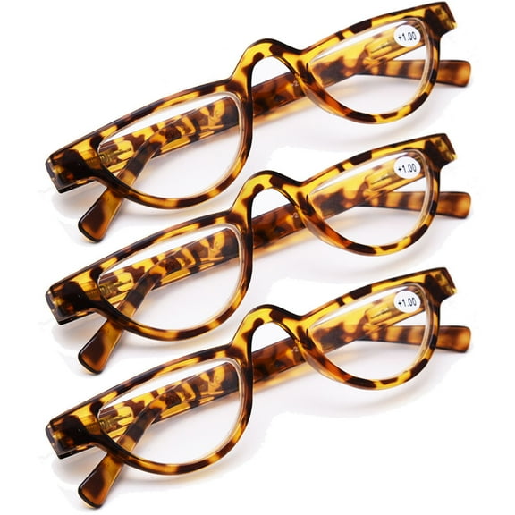 3 Pairs of Womens Half Moon Spring Hinge Reading Glasses 3.5 Men Fashion Tortoiseshell Classic Readers  3.5
