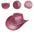 thumbnail image 6 of Segolike Western Cowboy Hat Retro Cowgirl Hat for Role Playing Festival Pink, 6 of 8