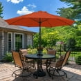 thumbnail image 4 of 9FT Patio Outdoor Umbrella-UPF 50+ Sun Shade with Wind Vent, Push-Button Tilt & Smooth Crank Lift, Rust-Resistant Fiberglass Frame for Garden, Backyard,Yard, 4 of 9