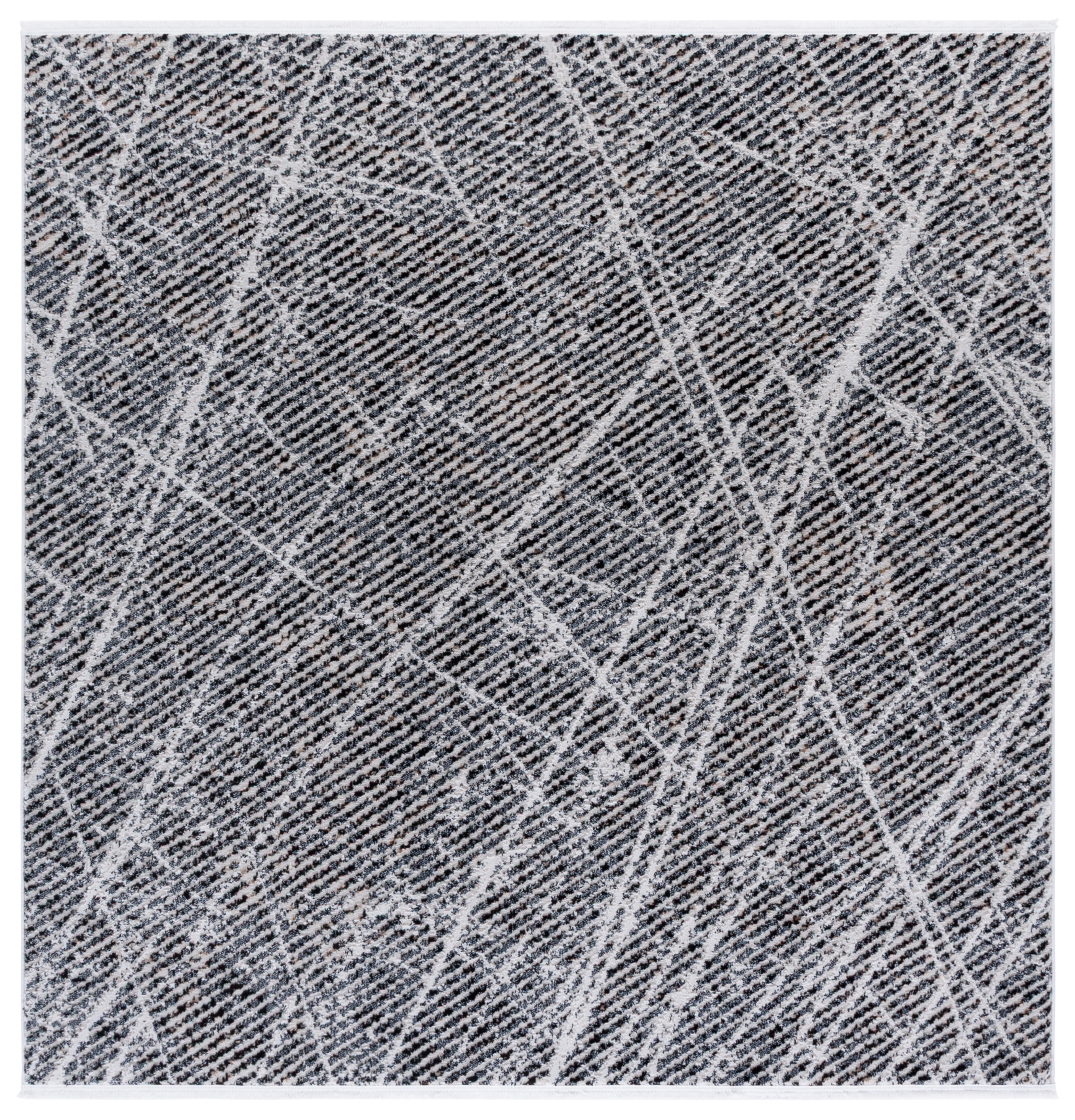 Safavieh Mila Deforrest Distressed Polyester Area Rug, Ivory/Gray Black, 6'7" x 6'7" Square