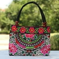 thumbnail image 5 of New Fashion Embroidery Women Small Handbags Floral Embroidered Lady Top-handle Bags Beading Tote Shopping Bag, 5 of 21