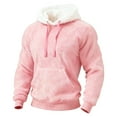 thumbnail image 5 of Aoiroe Men's Heavy Hoodie Sherpa Fleece Lined Pullover,Men's Solid Pullover Hoodies,Fashion Pullover Fleece Hoodies,Sports Soft Blend Fleece Hooded Sweatshirts with Kangaroo Pocket Pink L, 5 of 5
