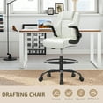 thumbnail image 7 of HYSpacerX 500 LBS Big & Tall Ergonomic High Back Leather Office Chair, Adjustable Height Flip-Up Armrest Executive Computer Chair for Standing & Counter Height Desk, White, 7 of 7