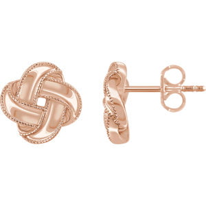Jewels By Lux 14K Rose Gold Pair Polished Infinity Earrings With Backs