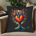 thumbnail image 5 of Set of 2 18x18in Throw Pillow Covers with Whimsical Tree Design Vibrant Orange Heart Intertwined Vines & Colorful Leaves for Couch Bed Car, 5 of 8