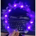 thumbnail image 2 of Doble capa bowknot red de perlas gasa foto horquilla femenina hermoso velo tocado de plumas luminosas, 2 of 2