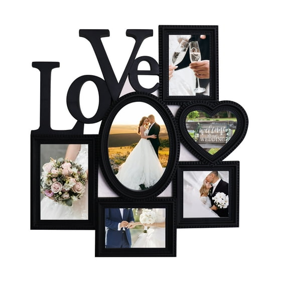 Joice Gift Decorative Wall Hanging Love Collage Photo Picture Frame 6 Option, Black