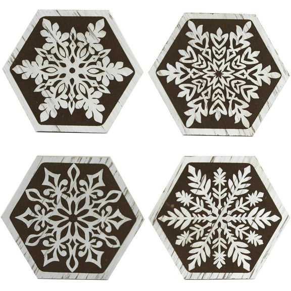 Tabletop Laser Art Coasters Wood Snowflakes Ex26267