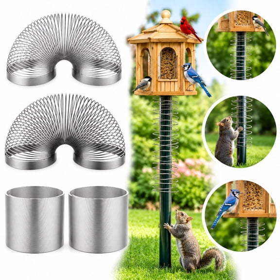 2-Pack Metal Spring Squirrel Baffle for Outdoor Bird Feeder Poles