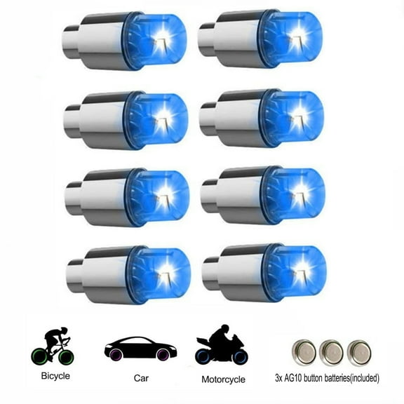 8pcs Tire Valve Stem Caps Tire Caps LED Wheel Tire Blue Neon Light Car Accessories Lights for Cars,Trucks, Bikes,Motorcycles