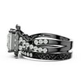 thumbnail image 5 of 2ct Square Moissanite Wedding Ring Set - Vintage Inspired Halo – Twisted Band with Pave Accents in 18K Black Gold over Silver, 5 of 8