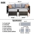 thumbnail image 3 of Ovios 3-Piece Outdoor Furniture Set All-Weather Wicker Patio Sofa with Cushions for Conversations, 3 of 5