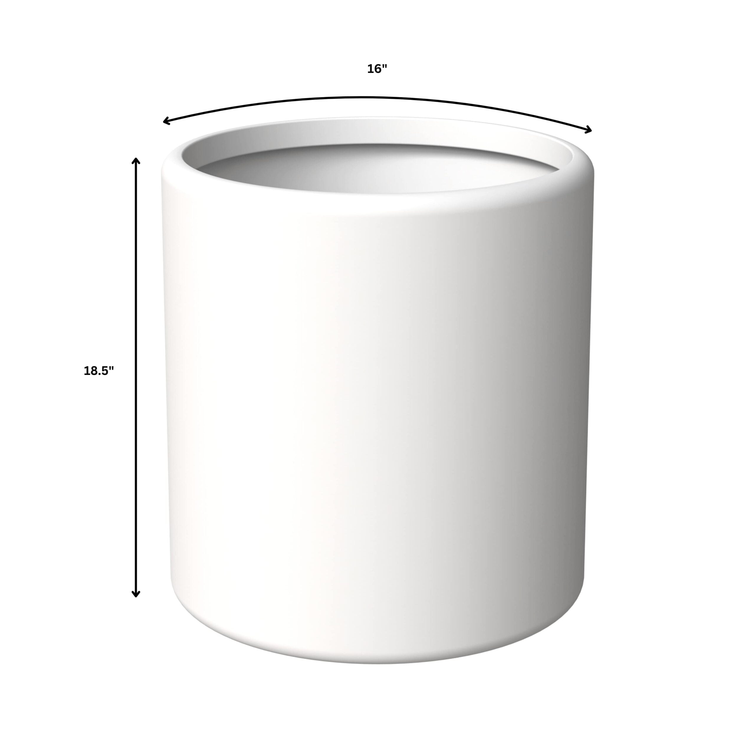 LeisureMod Tundra Fiberstone and MGO Clay Planter, Mid-Century Modern Round Planter Pot for Indoor and Outdoor (White, 18 Inch)