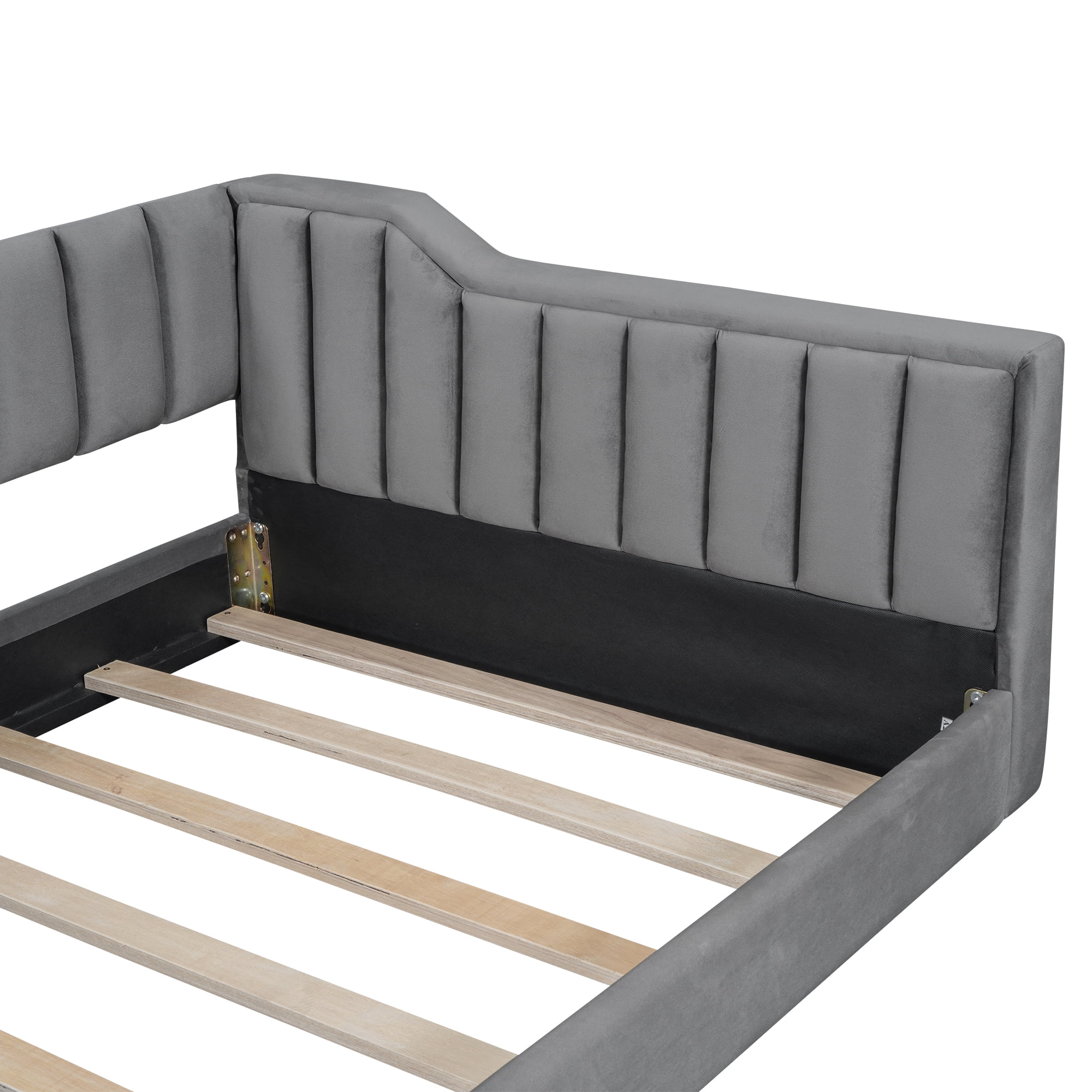 Euroco Upholstered Twin XL Daybed, Low Profile Sofa Bed with Storage Pocket, Gray
