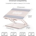 thumbnail image 3 of Laptop Stand for Desk, Ergonomic Aluminum Alloy Laptop Holder Adjustable Height Computer Stand Notebook Riser Compatible with MacBook Pro Air, Dell, HP, , Samsung More 9-16" Laptops-Gold, 3 of 7