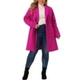 thumbnail image 3 of Agnes Orinda Women's Plus Size Coat Notched Lapel Single Breasted Long Winter Outerwear Coats with Pockets 2X Hot Pink, 3 of 7