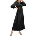 thumbnail image 5 of KelaJuan Women's Fall Midi Dress Long Sleeve Tie Knot Front Solid Color Satin Dress Long Flowy Dress, 5 of 6