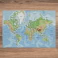thumbnail image 3 of Ambesonne World Map Jigsaw Puzzle, Topographic, Heirloom-Quality Fun Activity for Family Durable Cardboard, 1000 pcs, Multicolor, 3 of 5