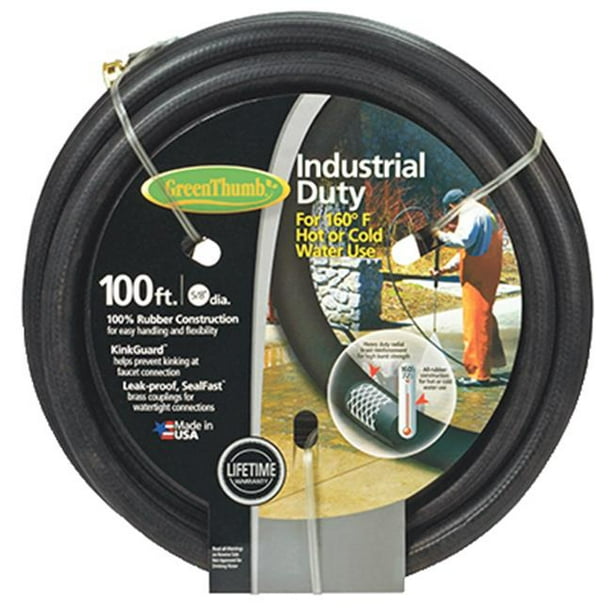 Green Thumb, 0.625 In. x 100 ft., Black Rubber Garden Hose Walmart