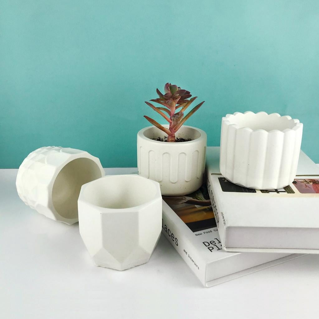 Giaone 4Pcs Silicone Moulds for Concrete Flower Pots Cement Plant Pot Resin Molds