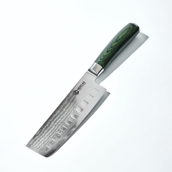 Cuchillo Nakiri Hexclad de acero inoxidable damasco japonés de 6.5 pulgadas