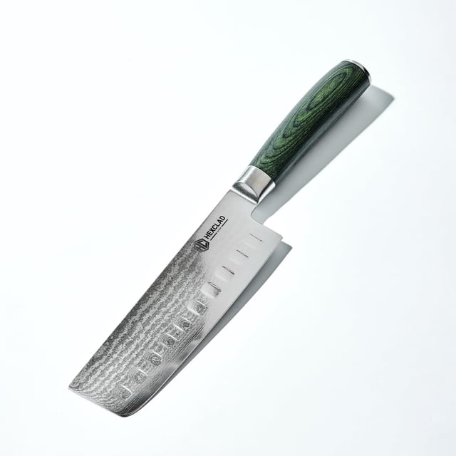 Cuchillo Nakiri Hexclad de acero inoxidable damasco japonés de 6.5 pulgadas