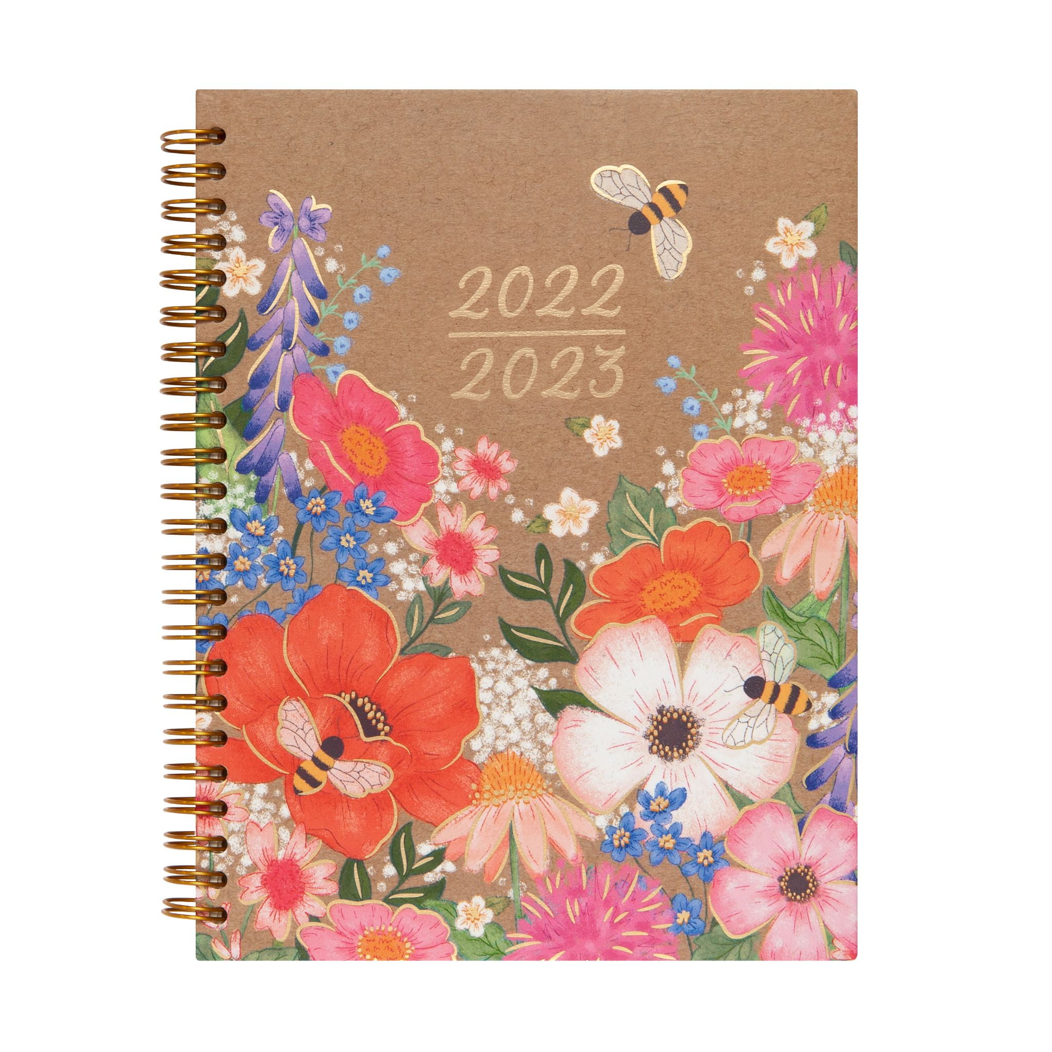 2022-2023 W/M Spiral Planner, 6' x 8, Floral Bees, Eco Friendly by Mintgreen