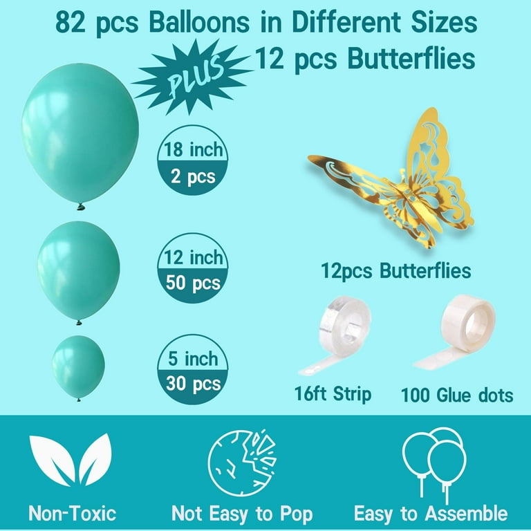 Visondeco White Balloon Garland Kit - 94pcs White Balloons with Gold  Butterflies; Different Sizes: 5, 12, and 18 White Balloon Arch for White  Party