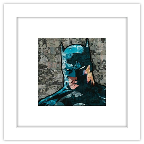 Gallery Pops DC Comics - Batman Headshot Collage Wall Art, White Framed Version, 12" x 12"