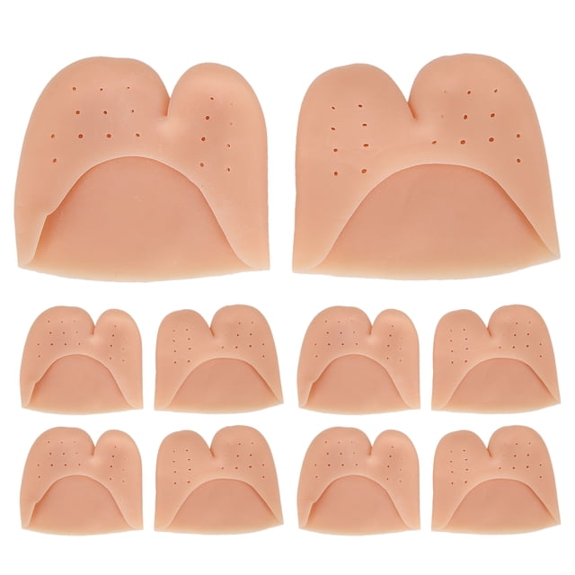 5Pairs Toe Cap Cover WShaped SEBS Forefoot Cushioning Pad Protector with Breathable Hole(Skin Color )