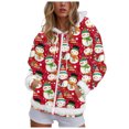 thumbnail image 4 of zaveiop Christmas Full Zip Jackets for Women Furry Fur Trim Santa Hoodies Long Sleeve Graphic Xmas Pullover Candy Cane Print Holiday Winter Sweatshirt with Pocket (Watermelon Red, M), 4 of 8