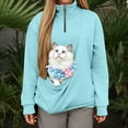 thumbnail image 2 of Womens Pet Pouch Sweatshirt Women Quarter Zipper Dog Holder Carrier Sweatshirt Fashionable Long Sleeve Oversized Pocket Pullover Sweater Winter Clothes, 2 of 9
