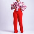 thumbnail image 3 of AURA Women Plus Size Floral Printed Two Piece Set Long Sleeve Shirt Wide Leg Pants Autumn Winter Outfit, 3 of 6