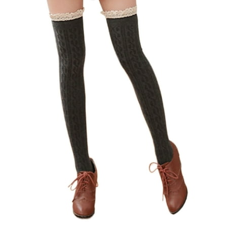 

Farrubbyine8 Women Stockings Lace Patchwork Cotton Thigh High Over Knee Socks