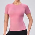 thumbnail image 3 of Craaazy Haut de Yoga à Manches Raglan Unies pour Femmes, Col Rond, Manches Courtes, Haute Élasticité, Respirant, Séchage Rapide, pour Course et Entraînement Physique, Cadeaux, 3 of 9