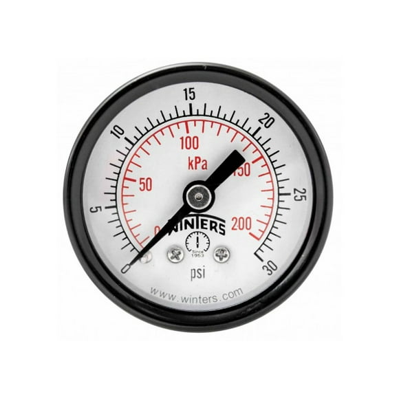Winters PEM1400 Economy Gauge, 1.5" Dial, 0-30 PSI/KPA, 1/8" NPT Back