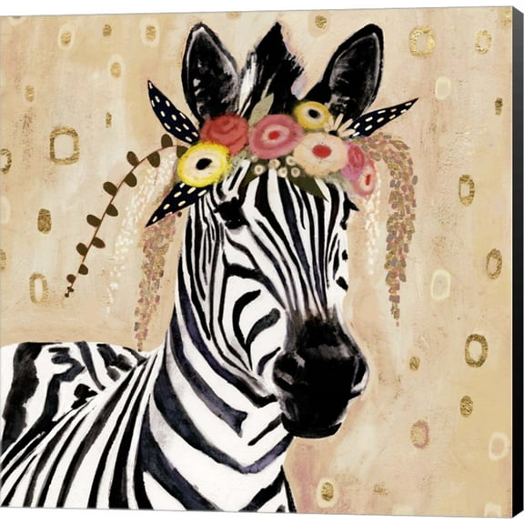 Klimt Zebra I by Victoria Borges, Canvas Wall Art, 12W x 12H
