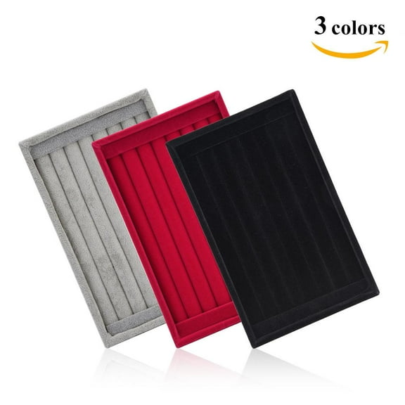 Mgaxyff Velvet Jewelry Earring Ring Display Organizer Box Tray Holder Storage Showcase, jeweley tray