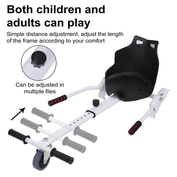 Fogcroll Hoverboard Kart Seat Attachment Accessory Self Balancing Scooter Hoverboards Go Kart Attachment for Kids Adults for 6.5”-10” Hoverboards,White