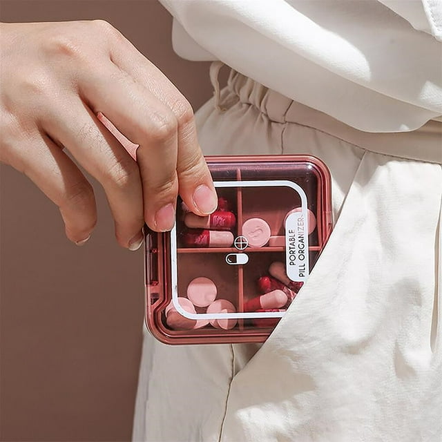 Ruiboury Pill Box Portable Health Care Tablet Container Detachable Moisture-proof Splitter Tablets Home Organizer Suitcase Green 1Set