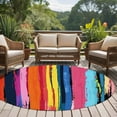 thumbnail image 5 of Colorful Striped Round Area Rug 5 FT, Non Slip Bedroom Area Rug, Modern Rainbow Abstract Graffiti Art Washable Circular Carpet Non-Shedding Floor Mat for Kitchen Dining Room Foyer Balcony Dorm, 5 of 9