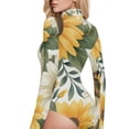 thumbnail image 4 of Bee Flowers Women's Mock Turtle Neck Long Sleeve Tops Bodysuit Jumpsuit One Piece Leotards Shirt, 4 of 8